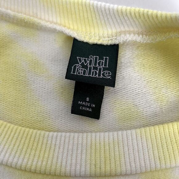 WILD Fable Target Cotton French Terry Babydoll Shift Dress Sunny Yellow Tie Dye - Picture 4 of 5